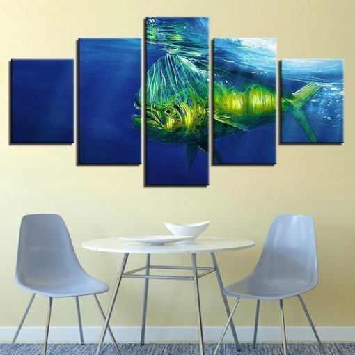 22384-NF Mahi-mahi Dolphinfish Dorado Ocean - 5 Panel Canvas Art Wall Decor