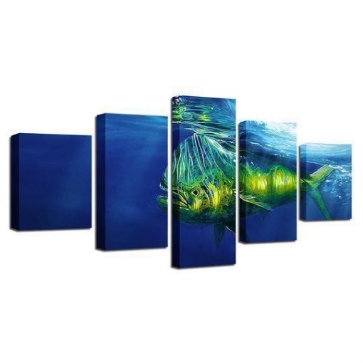 22384-NF Mahi-mahi Dolphinfish Dorado Ocean - 5 Panel Canvas Art Wall Decor