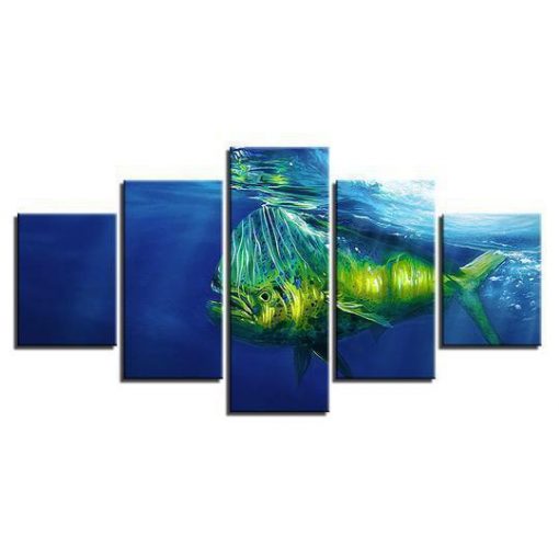 22384-NF Mahi-mahi Dolphinfish Dorado Ocean - 5 Panel Canvas Art Wall Decor