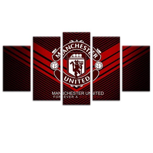 22720-NF Manchester United Forever A Red Devil Soccer - 5 Panel Canvas Art Wall Decor