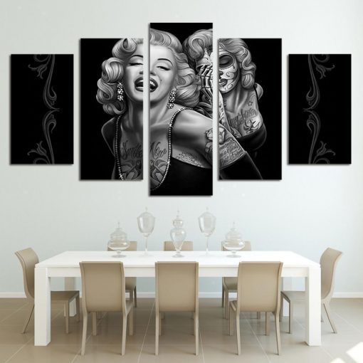 23393-NF Marilyn Monroe Sugar Skull Celebrity - 5 Panel Canvas Art Wall Decor