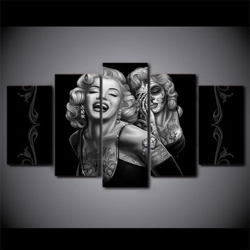 23393-NF Marilyn Monroe Sugar Skull Celebrity - 5 Panel Canvas Art Wall Decor