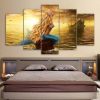 22580-NF Mermaid Painting Nature - 5 Panel Canvas Art Wall Decor