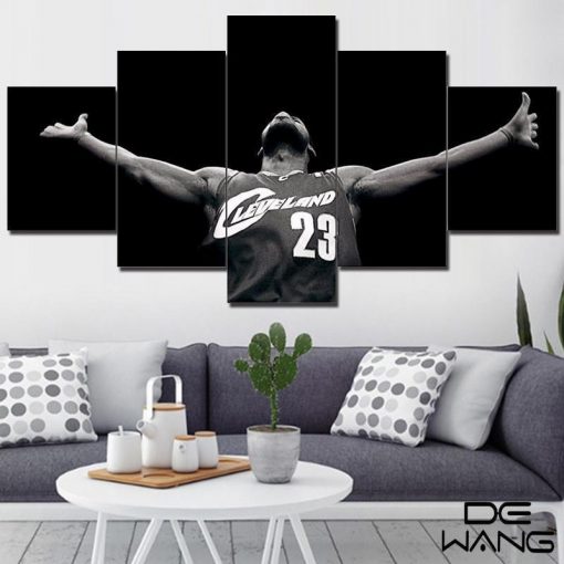 22959-NF Miami Heat Lebron James Poster 3 Basketball - 5 Panel Canvas Art Wall Decor