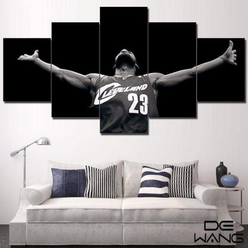 22959-NF Miami Heat Lebron James Poster 3 Basketball - 5 Panel Canvas Art Wall Decor