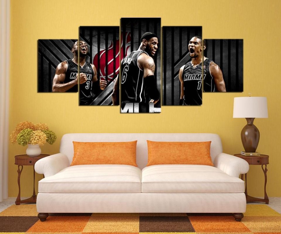 Miami Heat Player Team Sport – 5 Panel Canvas Art Wall Decor – Canvas Storm