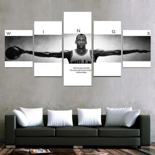 22243-NF Michael Jordan Wings Autographed Poster Celebrity - 5 Panel Canvas Art Wall Decor