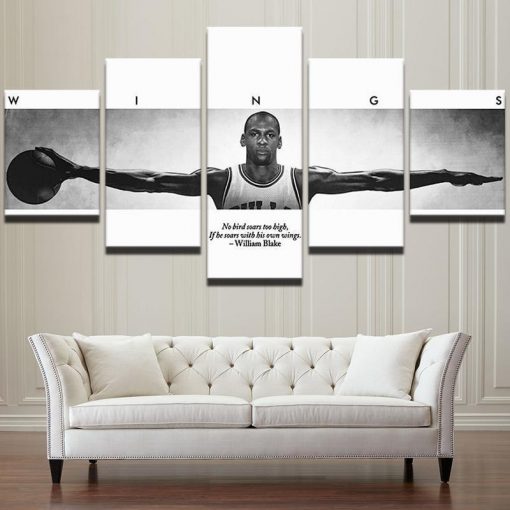 22579-NF Michael Jordan Wings Quote Celebrity - 5 Panel Canvas Art Wall Decor