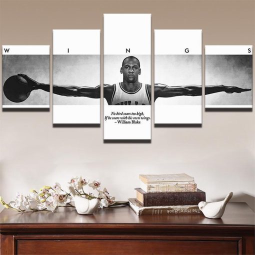 22579-NF Michael Jordan Wings Quote Celebrity - 5 Panel Canvas Art Wall Decor