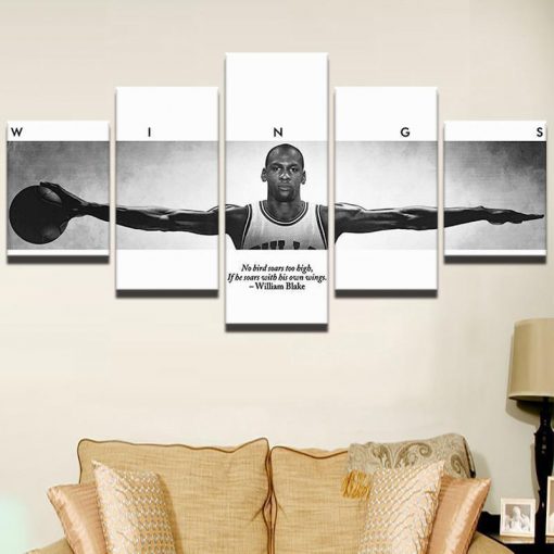 22579-NF Michael Jordan Wings Quote Celebrity - 5 Panel Canvas Art Wall Decor