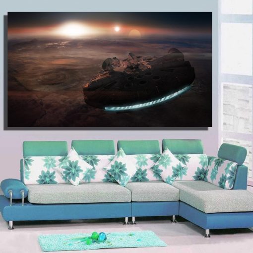 22958-NF Millennium Falcon Flying Star Wars - 5 Panel Canvas Art Wall Decor