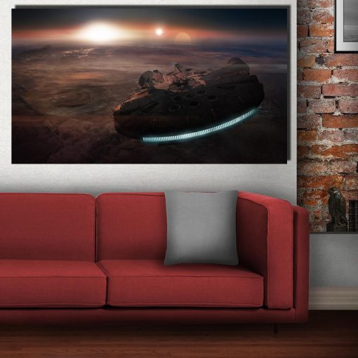 22958-NF Millennium Falcon Flying Star Wars - 5 Panel Canvas Art Wall Decor