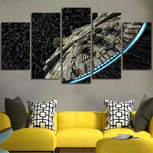 22282-NF Millennium Falcon Star Wars Movie - 5 Panel Canvas Art Wall Decor