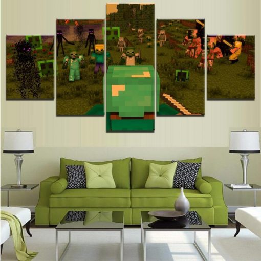 23382-NF Minecraft Big Battle Gaming - 5 Panel Canvas Art Wall Decor