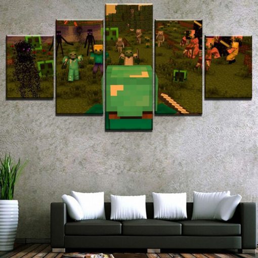 23382-NF Minecraft Big Battle Gaming - 5 Panel Canvas Art Wall Decor