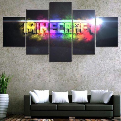 22716-NF Minecraft Colorful Poster Gaming - 5 Panel Canvas Art Wall Decor