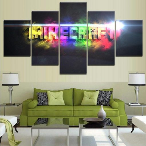 22716-NF Minecraft Colorful Poster Gaming - 5 Panel Canvas Art Wall Decor