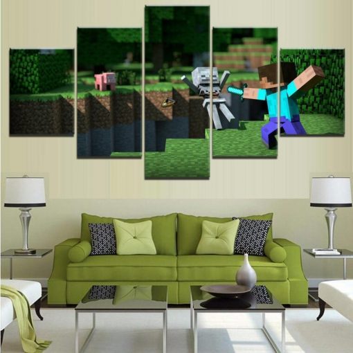 23384-NF Minecraft Poster 6 Gaming - 5 Panel Canvas Art Wall Decor