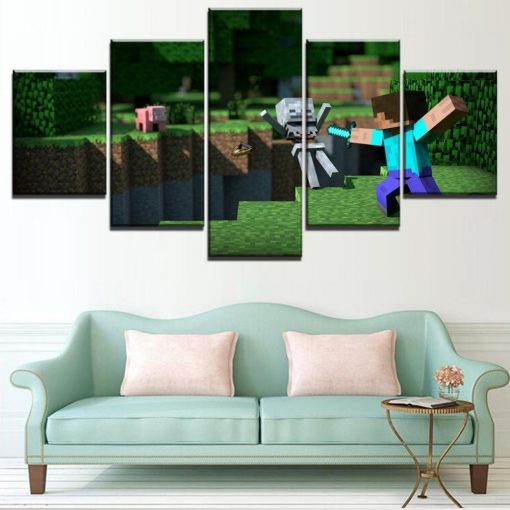 23384-NF Minecraft Poster 6 Gaming - 5 Panel Canvas Art Wall Decor