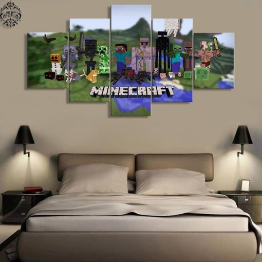 22295-NF Minecraft Poster Gaming - 5 Panel Canvas Art Wall Decor