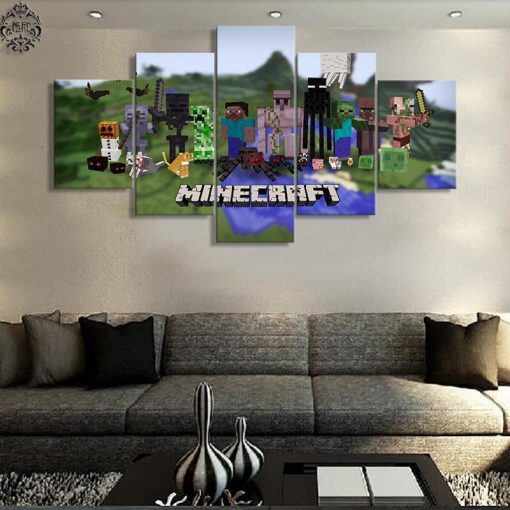 22295-NF Minecraft Poster Gaming - 5 Panel Canvas Art Wall Decor