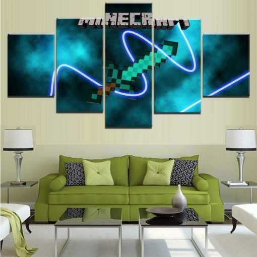 22855-NF Minecraft The Sword Gaming - 5 Panel Canvas Art Wall Decor