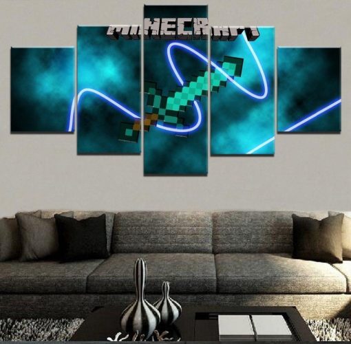 22855-NF Minecraft The Sword Gaming - 5 Panel Canvas Art Wall Decor