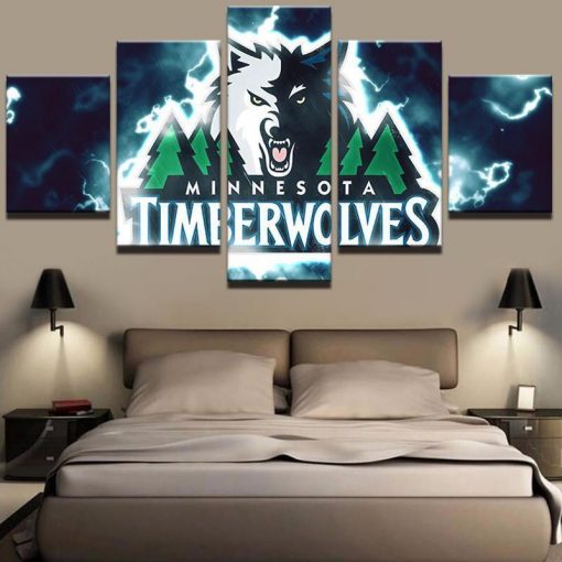 22854-NF Minnesota Timberwolves NBA Basketball - 5 Panel Canvas Art Wall Decor