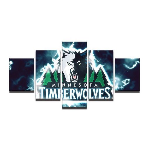 22854-NF Minnesota Timberwolves NBA Basketball - 5 Panel Canvas Art Wall Decor