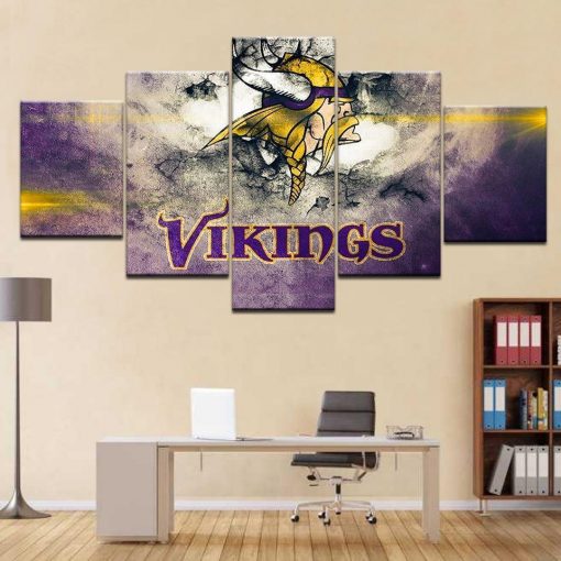 22244-NF Minnesota Vikings Logo Football - 5 Panel Canvas Art Wall Decor