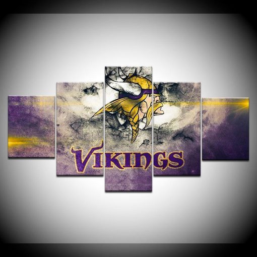 22244-NF Minnesota Vikings Logo Football - 5 Panel Canvas Art Wall Decor