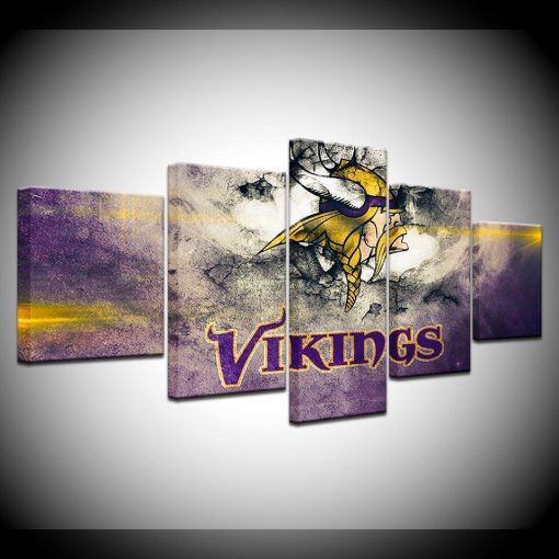 22244-NF Minnesota Vikings Logo Football - 5 Panel Canvas Art Wall Decor