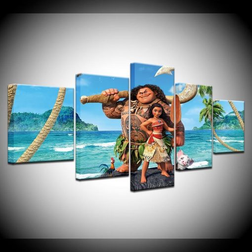 22853-NF Moana and Brave Maui Disney - 5 Panel Canvas Art Wall Decor