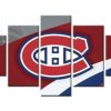 22956-NF Montreal Canadians Logo 3 Ice Hockey - 5 Panel Canvas Art Wall Decor