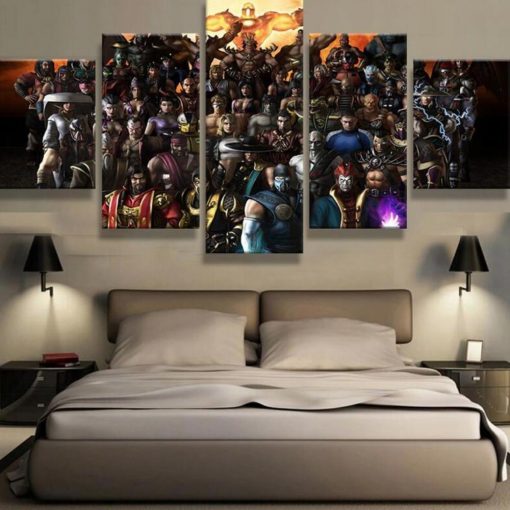 22662-NF Mortal Kombat All Characters Gaming - 5 Panel Canvas Art Wall Decor
