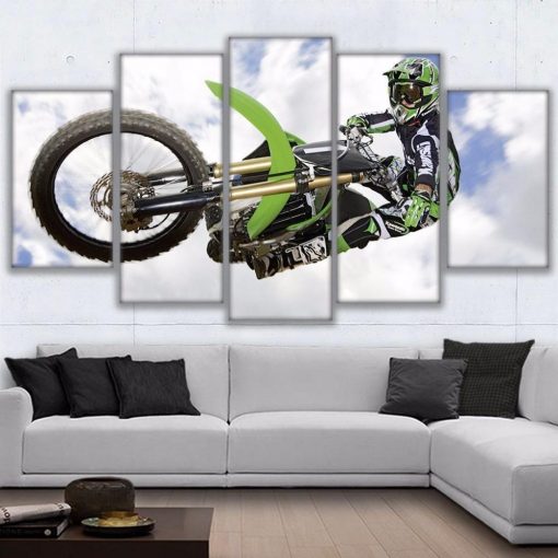22355-NF Motocross Dirt Bike Sport - 5 Panel Canvas Art Wall Decor