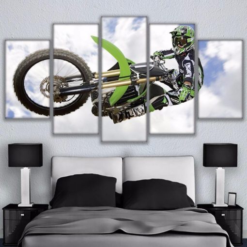 22355-NF Motocross Dirt Bike Sport - 5 Panel Canvas Art Wall Decor