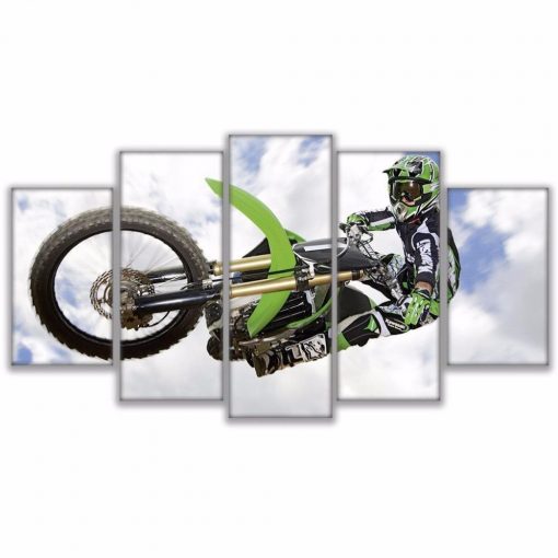 22355-NF Motocross Dirt Bike Sport - 5 Panel Canvas Art Wall Decor