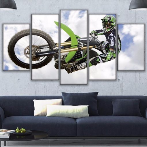 22355-NF Motocross Dirt Bike Sport - 5 Panel Canvas Art Wall Decor