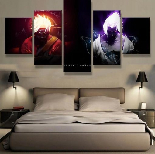 22442-NF Naruto VS Sasuke Anime - 5 Panel Canvas Art Wall Decor