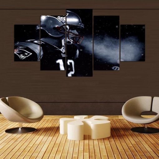 23374-NF New England Patriot Footballer Tom Brady - 5 Panel Canvas Art Wall Decor
