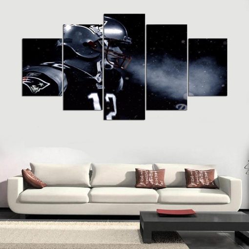 23374-NF New England Patriot Footballer Tom Brady - 5 Panel Canvas Art Wall Decor