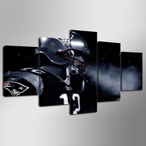 23374-NF New England Patriot Footballer Tom Brady - 5 Panel Canvas Art Wall Decor