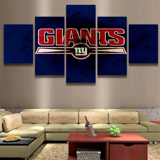 23371-NF New York Giants Team Logo Football - 5 Panel Canvas Art Wall Decor