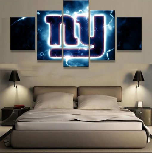 22316-NF New York Giants Thunder Football - 5 Panel Canvas Art Wall Decor