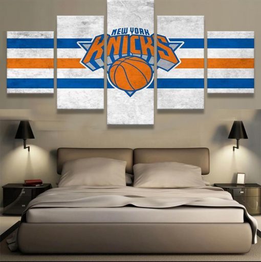 22713-NF New York Knicks Team Emblem NBA Basketball - 5 Panel Canvas Art Wall Decor