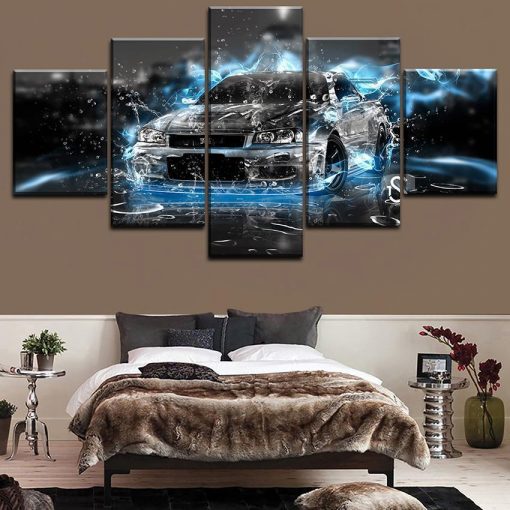 23367-NF Nissan GTR Car 4 Car & Motor - 5 Panel Canvas Art Wall Decor