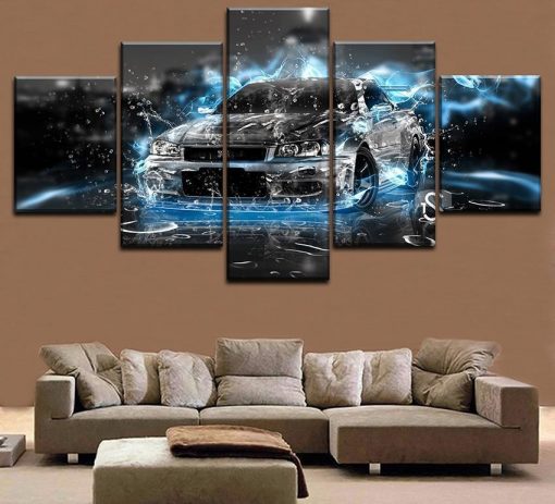 23367-NF Nissan GTR Car 4 Car & Motor - 5 Panel Canvas Art Wall Decor