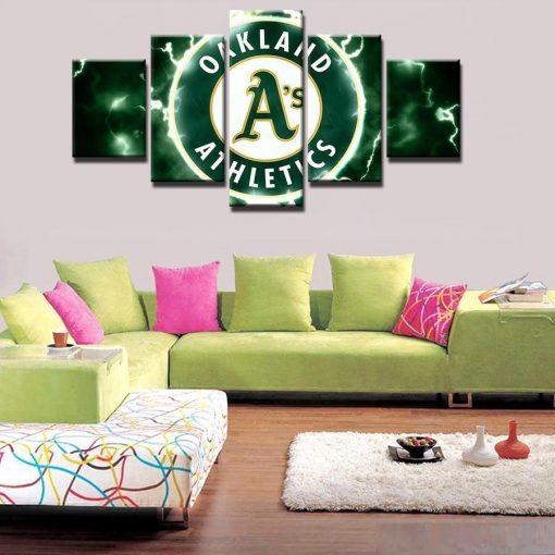 23365-NF Oakland Athletics (Green) Baseball - 5 Panel Canvas Art Wall Decor