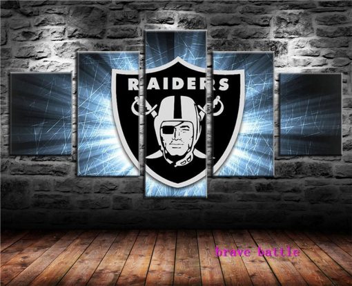 22943-NF Oakland Raiders Logo Poster 3 Football - 5 Panel Canvas Art Wall Decor